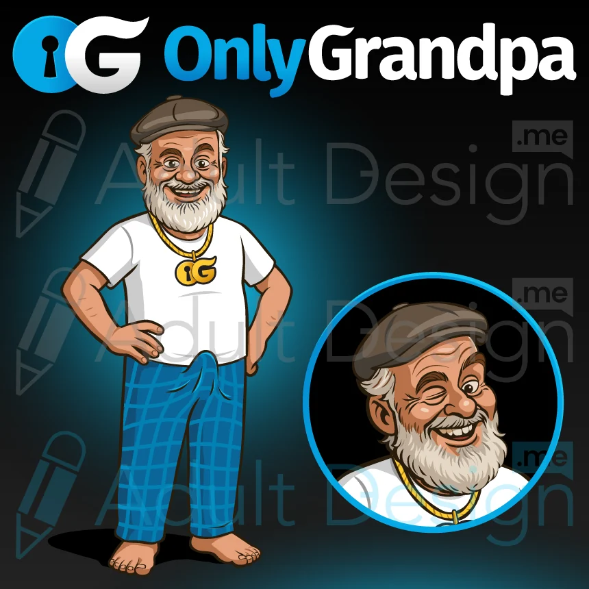OnlyGrandpa logo and custom mascot designed by Alex